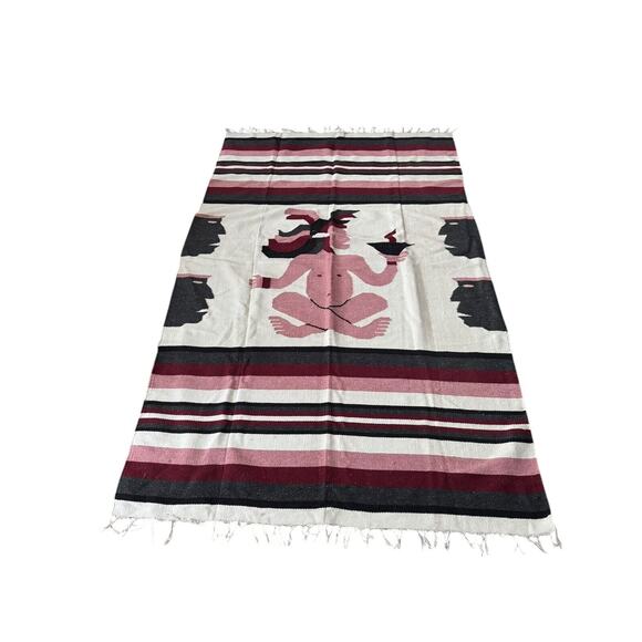 Southwestern Tapestry Blanket Art Hand Woven (?) Fringe Wall Hanging Rug READ - Picture 1 of 9